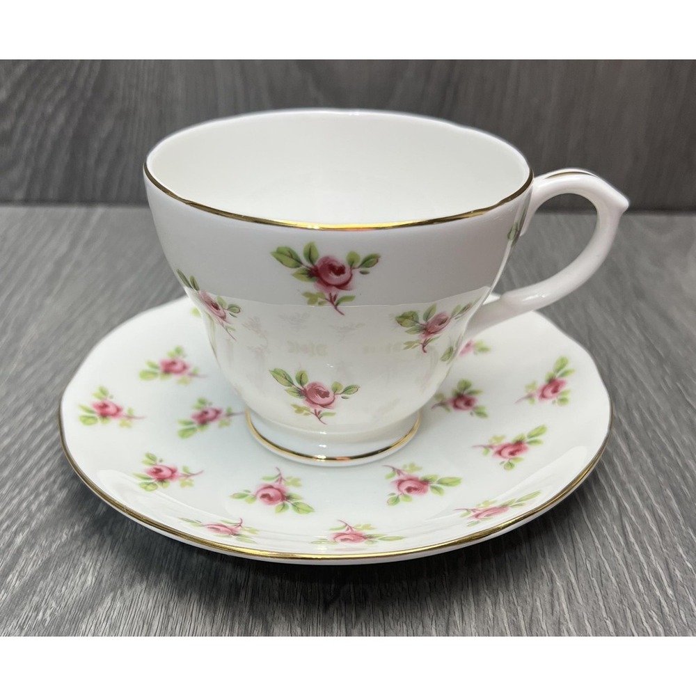 Duchess‎ Bone China England Pink Rose Floral Teacup & Saucer Gold Trim Set